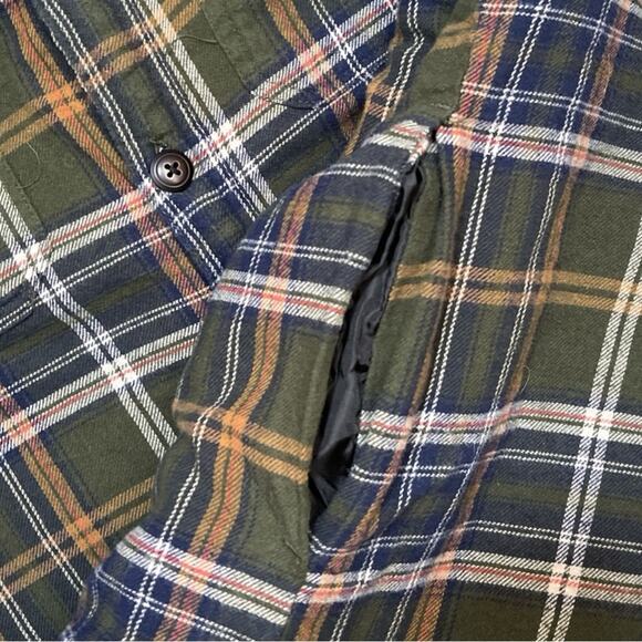 Field & Stream Men’s M Sherpa Lined Green Plaid Corduroy Flannel Shirt Jacket - Picture 9 of 12